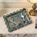 Koville Scalloped Marble Tray, 11"x8" Marble Vanity Tray for Countertop Bathroom Kitchen Dresser, Natural Stone Tray for Jewelry Perfume Home Decor, Decorative Catchall Trays(Green) - Image 6