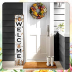 Easter Welcome Sign for Front Door, 47'' Tall Happy Easter Bunny Wooden Porch Sign for Patio, Rabbit Eggs Standing Vertical Door Signs Spring Rustic Yard Signs Seasonal Outdoor Signs for Garden - Image 2