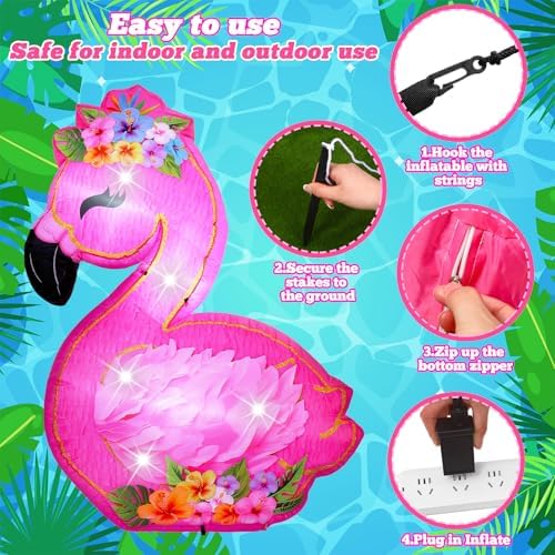 Vihose 5.5 ft Inflatable Flamingo Decoration with LED for Summer Party - Image 2