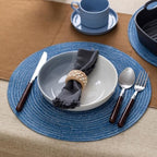 BARoyal Round Placemats Set of 12 Woven Placemats Washable Braided Table Mats for Dining Table Heat Resistant Non-Slip Circle Place Mats(Mid Blue) - Image 3