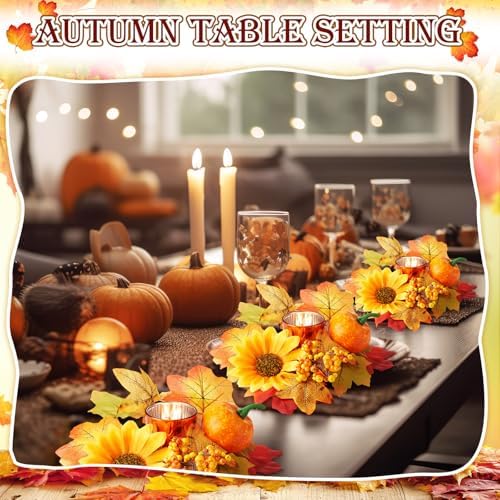 Umigy 6 Set Fall Candle Holders Glass Votive, Maple Leaf, Bright Color - Image 4