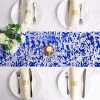 2 Pcs Royal Blue Table Runner, Glitter Metallic Foil Mesh Roll 108" - Image 6