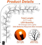 9 Ft 66 LED Willow Vine Twig Decor Black Halloween Garland with Orange Lights, Timer 8 Modes Waterproof Battery Operated Indoor Halloween Decorations for Wall Fireplace Mantle Home Office Party Decor - Image 3