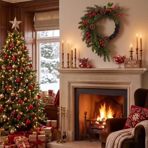 22'' Christmas Wreath for Front Door Large Door Wreath, Rustic - Image 3