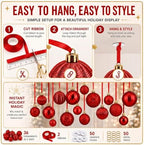 36 Pcs Christmas Balls Ornaments for Ceiling, Red - Image 3