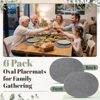 Oval Woven Placemats Set of 6, Cotton Rope 16x12 Inch, Grey - Image 6