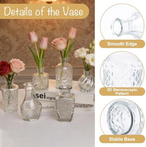 Petal Petite Small Clear Glass Bud Vase Set of 36 for Wedding Centerpieces - Image 3