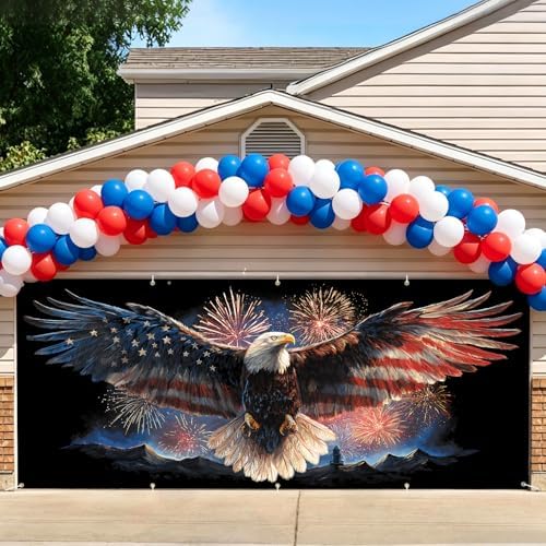 7 * 16FT Eagle flag God Bless The USA Garage Door Cover Decorations Independence Day Garage Door Banner for Outdoor Indoor Patriot Party Photography Backdrop by ANNAQUEEN