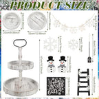 Shellwei 14 Set Winter Tiered Tray Decor with Tray Snowmen Decorations Winter Snowflakes Wood Decor Black and White Rustic Farmhouse Wooden Sign Decoration for Home Tabletop - Image 3