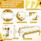 Potchen 452 Pcs Sunflower Party Supplies Serve 50, Yellow - Image 2