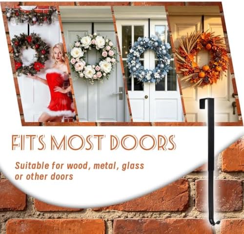 4 Pack No-Drill Over Door Hooks for 15-25" Doors, Heavy-Duty Metal with Shock-Absorbing Pads. Holds Towels, Coats, Bags & Seasonal Wreaths, Ideal for bathrooms, entryways and Front Doors. - Image 7