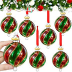 6 Pcs Blown Glass Christmas Ball Ornament Red Green Christmas Tree Decor by Seematn