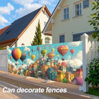 Hot Air Balloon Fantasy Summer Garage Door Banner 7x16FT, Colorful Balloon & Sky City Garage Door Cover, Vibrant Outdoor Decoration for Spring & Summer Parties Home Decor - Image 5