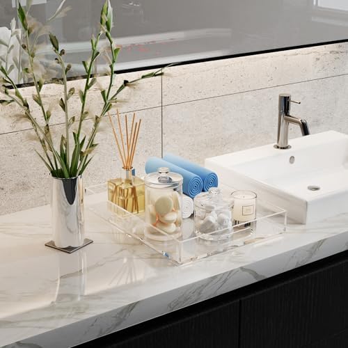 ATZYmolin 16"x12" Large Acrylic Serving Tray, Vanity Platter, Clear - Image 4