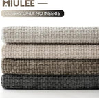 MIULEE Soft Decorative Chenille Euro Pillow Covers Neutral 26x26 Pack of 4 - Image 6