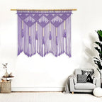 Youngeast Large Macrame Wall Hanging Boho Woven Tapestry Bohemian Macrame Wall Decor Handmade Tassel Tapestry Home Decoration for Bedroom Living Room 39"X31" (Wood Dowels Not Included) (Purple) - Image 2