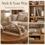 5Pcs Set: 3 Linen Decorative Books for Home Decor, Wood Knot & Bead Garland - Image 6