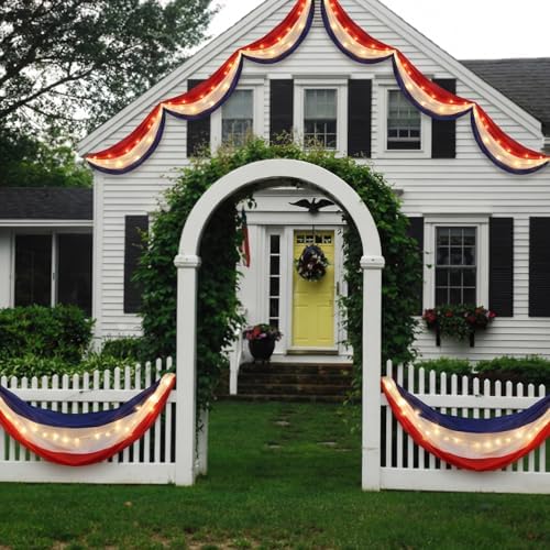 Tegeme 2 Pack 20 Ft X 1.6 Ft Lighted American Flag Bunting Stripes - Image 6