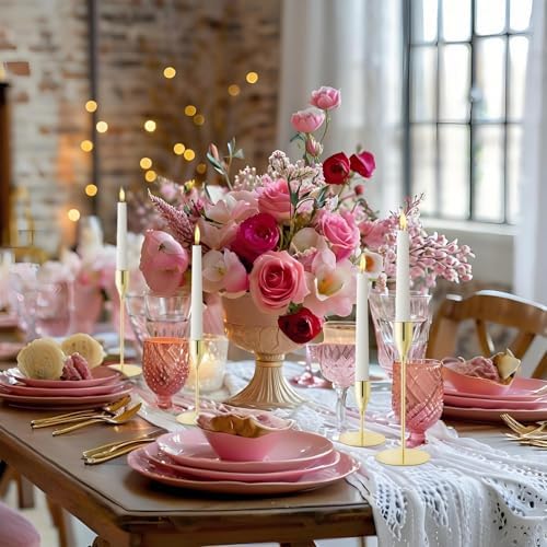 Gold Candlestick Holders, Metal Taper Candle Holders, Bulk Set of 15 - Image 5