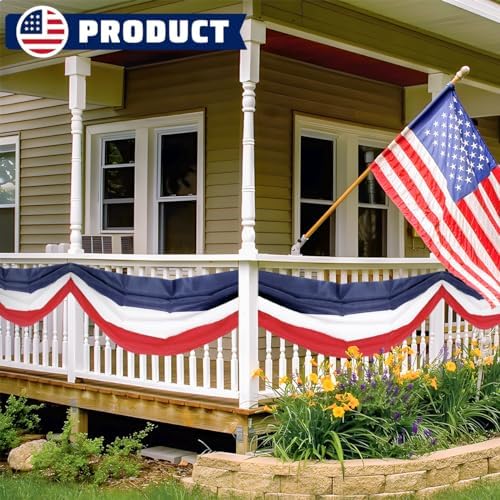 4 Pack American Bunting Banner 2x20 Ft Patriotic Decorations – Red White Blue Stripe USA Flags for 4th of July Outdoor Porch Fence Garden Memorial Day Decor - Image 3