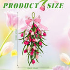 Tulip Teardrop Swag,2Pack Spring Wreaths for Front Door, Easter Decorations - Image 2