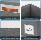 GhvyenntteS Extra Large Storage Bins with Lids, Foldable Fabric Storage Boxes with Lids and Handles, Storage Baskets with Lid and Label for Home Office (3 Pack, Grey, 15.75" x 11.8" x 10.2") - Image 4