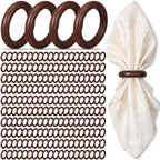Thenshop 200 Pcs Decorative Wooden Napkin Rings Bulk Exquisite, Dark Brown by Thenshop