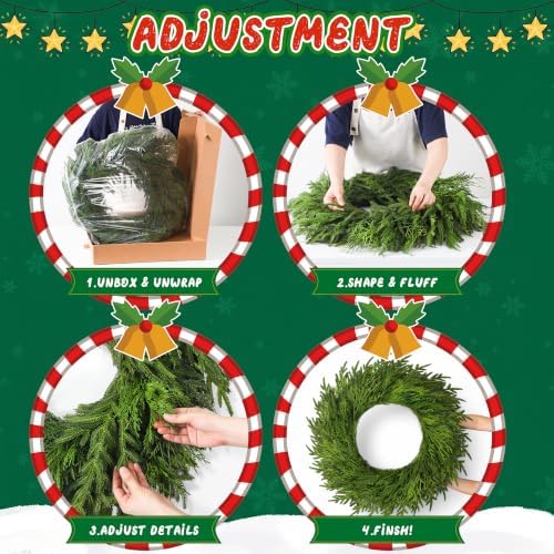32" Large Cedar Norfolk Pine Wreath for Front Door, Faux Christmas Wreath - Image 7