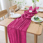 Cheesecloth Table Runner 10FT 12Pcs Fuchsia Boho Gauze Rustic Sheer Runners - Image 6