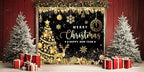 Black Gold Garage Door Christmas Cover Decorations: Xmas Tree Garage Door Cover Banner 7x8ft, Merry Christmas and Happy New Year Party Backdrop for Photography Large Christmas Background - Image 5