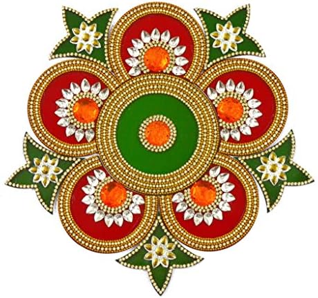 HANDICRAFT STOREROOM Handcrafted Decorative Diwali Rangoli Set-Multicolor Jewel Stones/kundan Decoration(Set of 11 Peases) - Image 3