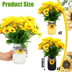 Lyrow 6 Pack Mason Jar Table Centerpiece Faux Christmas Berry Sunflower Lemon and Bell Kitchen Spring Summer Winter Farmhouse Decoration for Home Kitchen Tiered Tray Decoration(Sunflower Style) - Image 2