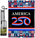 America 250 Flag Birthday July 4th Garden Stand Set Porch Lawn Tapestry Official Licensed Merchandise Grave Yard Decor Canvas Prints Textile Woven Poster USA 250th Anniversary Decoration Gift by Breeze+Decor