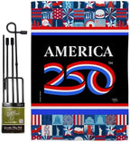 America 250 Flag Birthday July 4th Garden Stand Set Porch Lawn Tapestry Official Licensed Merchandise Grave Yard Decor Canvas Prints Textile Woven Poster USA 250th Anniversary Decoration Gift by Breeze+Decor