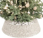 ELYKEN 33 Inch Woven Rattan Christmas Tree Collar, Stylish Seagrass & Water Hyacinth Xmas Tree Skirt for Artificial Trees, Wicker Tree Base Cover with Cord Cut-Out Farmhouse Tree Ring for Home Decor by ELYKEN
