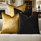 GIGIZAZA Pack of 4 Decorative Velvet Pillow Covers 20x20 Black Gold - Image 6