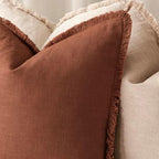 Foindtower Decorative Linen Fringe Throw Pillow Covers 20×20 Rust Orange - Image 5