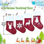 4 Pack Christmas Stockings Set, Christmas Stocking Soft Classic Red White Fireplace/Mantle Hanging for Family Holiday Xmas Party Decorations Snowflake Tree Deer Design(Set 4 Stocking 18 inch) - Image 3