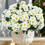 Hananona 12 Pcs Artificial Geranium Flowers for Outdoors Geranium Silk Flowers Outdoor UV Resistant Garden Plants Faux Flowers for Home Kitchen Table Centerpieces Decor (12, Snow White) - Image 6