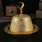 Ramadan Serving Dish Metal Ramadan Tray with Lid Eid Mubarak Plate Gold Candy Bowl for Wedding Home Party Desk Decoration - Image 3
