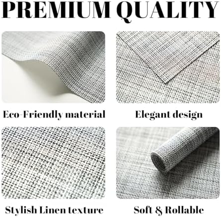 Placemats Set of 12 Vinyl/Plastic Woven Place Mats for Kitchen Table Indoor/Outdoor Washable Placemat Wipeable Dining Table Mats (Grey,12) - Image 2