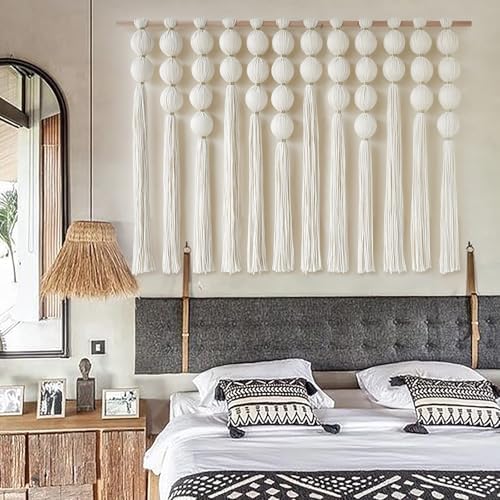 Macrame Wall Hanging Ball Boho Wall Decor Fiber Art Handmade 47"W*32"L - Image 5