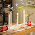 Teenyyou 12 Set Glass Hurricane Candle Holders Candlestick Bulk 12.6",Clear - Image 5