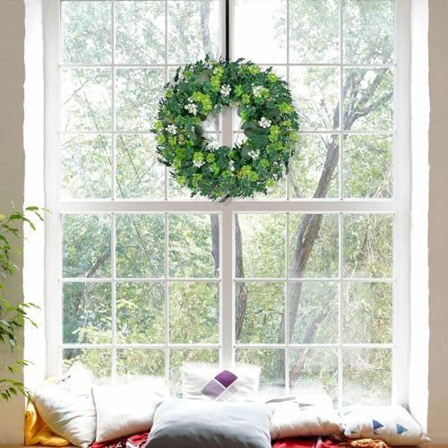 St Patricks Day Artificial Eucalyptus Wreath Saint Patrick Decorations for Front Door - St Paddys Shamrock Decor for Irish March Home Wall Porch Party Supplies - Image 5