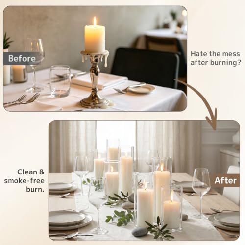 36Pcs White Pillar Candle Set with Glass Holders - Ideal for Wedding Centerpieces, Party Table Decor, and Home Styling - Image 4