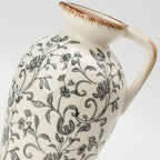 8.9 Inch Vintage Gray Chinoiserie Floral Vase, Antique Rustic Ceramic Vase for Home Decor, Living Room, Bookshelf, Office, Entryway, Garden, Chinoiserie Decor, Tuscan Decor - Image 3