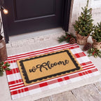 2pcs Christmas Welcome Mat for Front Door Layered Buffalo Plaid Outdoor Rug - Image 6