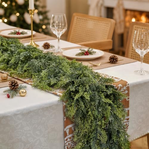 2 PCS 6FT Christmas Artificial Cedar Garland for Mantel - Image 4