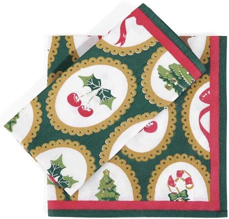 FINGERCRAFT Cloth Napkins Set of 12 Cotton Blend, 20x20, Vintage Christmas - Image 2