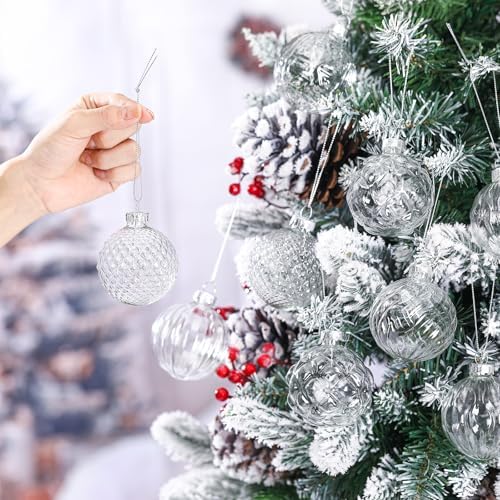 Jenaai 12 Pcs Christmas Clear Glass Ball Ornaments, Vintage Tree Decoration - Image 5